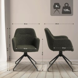 Silla de comedor Merlinda en tela Teddy verde oscuro