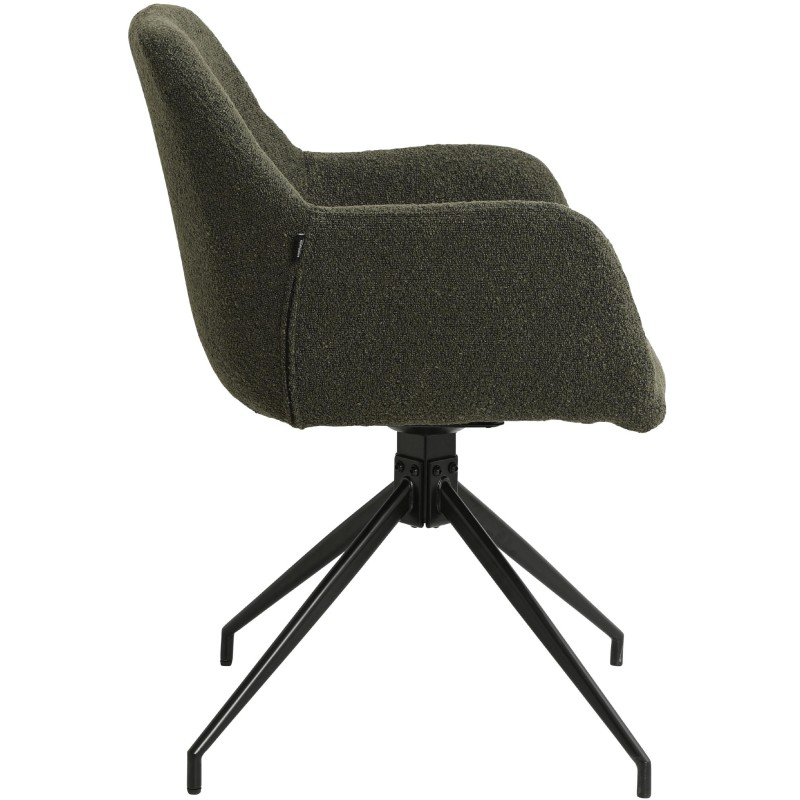 Silla de comedor Merlinda en tela Teddy verde oscuro