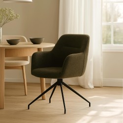 Silla de comedor Merlinda en tela Teddy verde oscuro