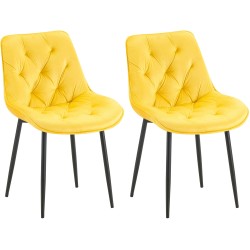 Juego de 2 sillas de comedor Wallace de terciopelo amarillo