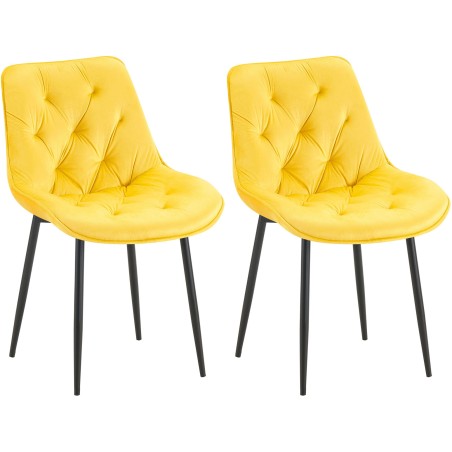 Juego de 2 sillas de comedor Wallace de terciopelo amarillo