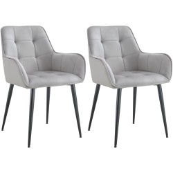 Juego de 2 sillas de comedor Ferndale de terciopelo gris claro