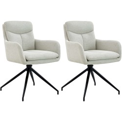 Juego de 2 sillas de comedor Somers en tela color crema