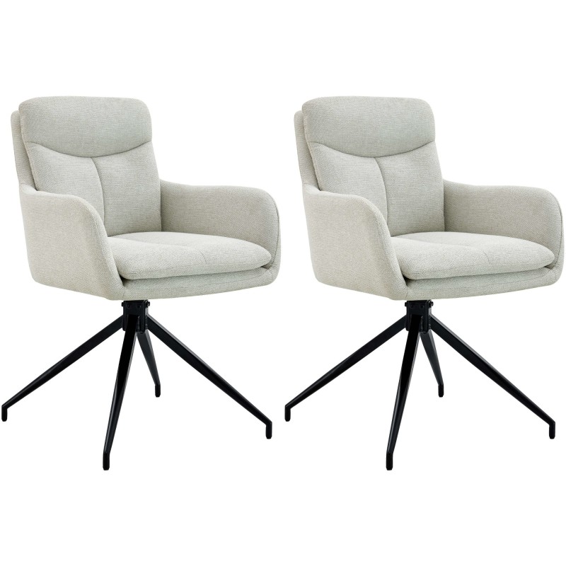 Juego de 2 sillas de comedor Somers en tela color crema
