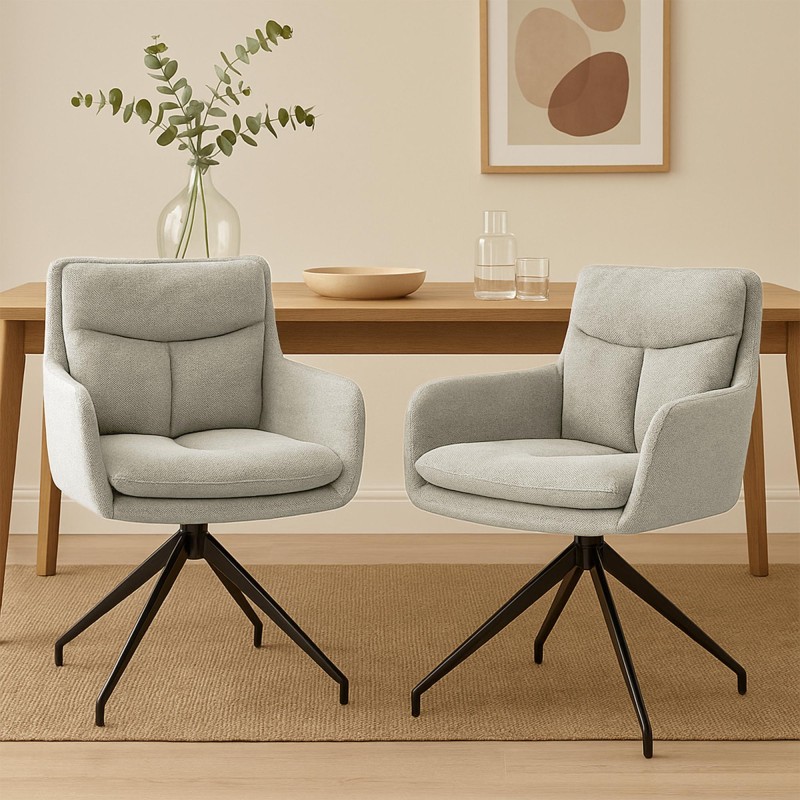 Juego de 2 sillas de comedor Somers en tela color crema