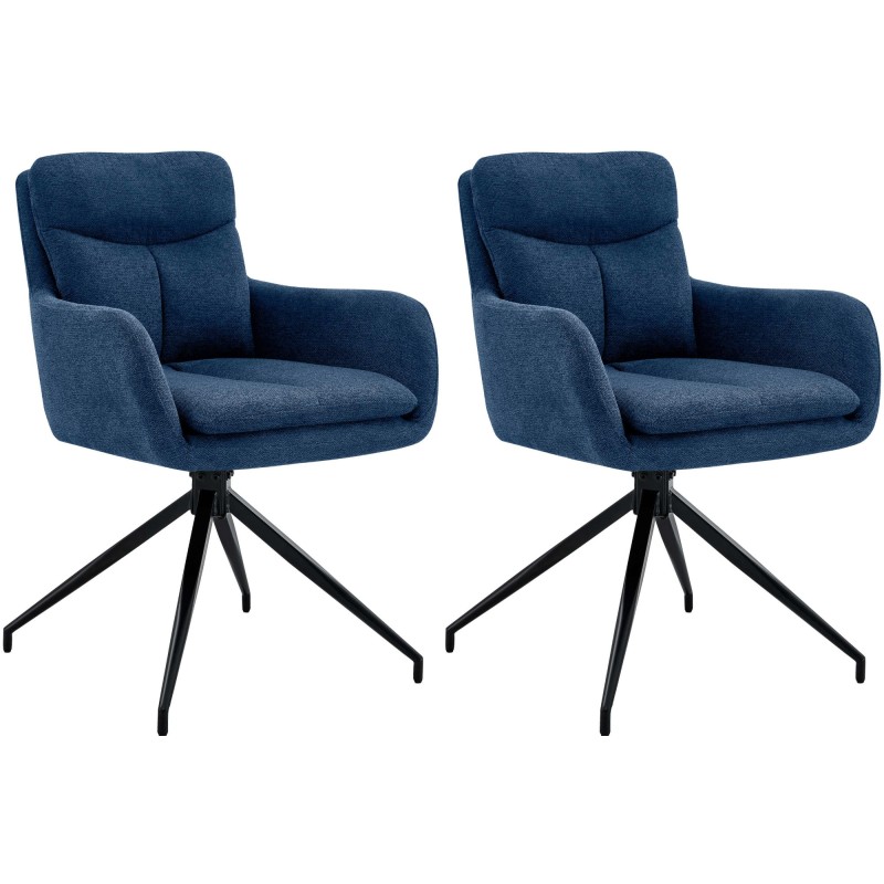 Juego de 2 sillas de comedor Somers en tela azul