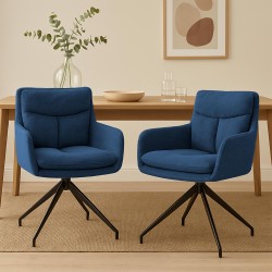 Juego de 2 sillas de comedor Somers en tela azul