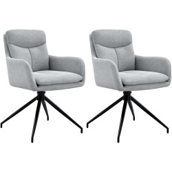 Juego de 2 sillas de comedor Somers en tela gris claro