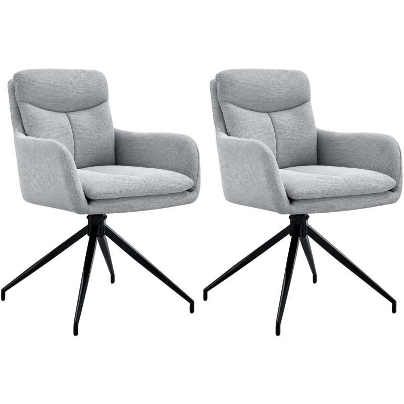 Juego de 2 sillas de comedor Somers en tela gris claro