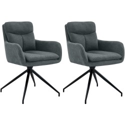 Juego de 2 sillas de comedor Somers en tela gris oscuro