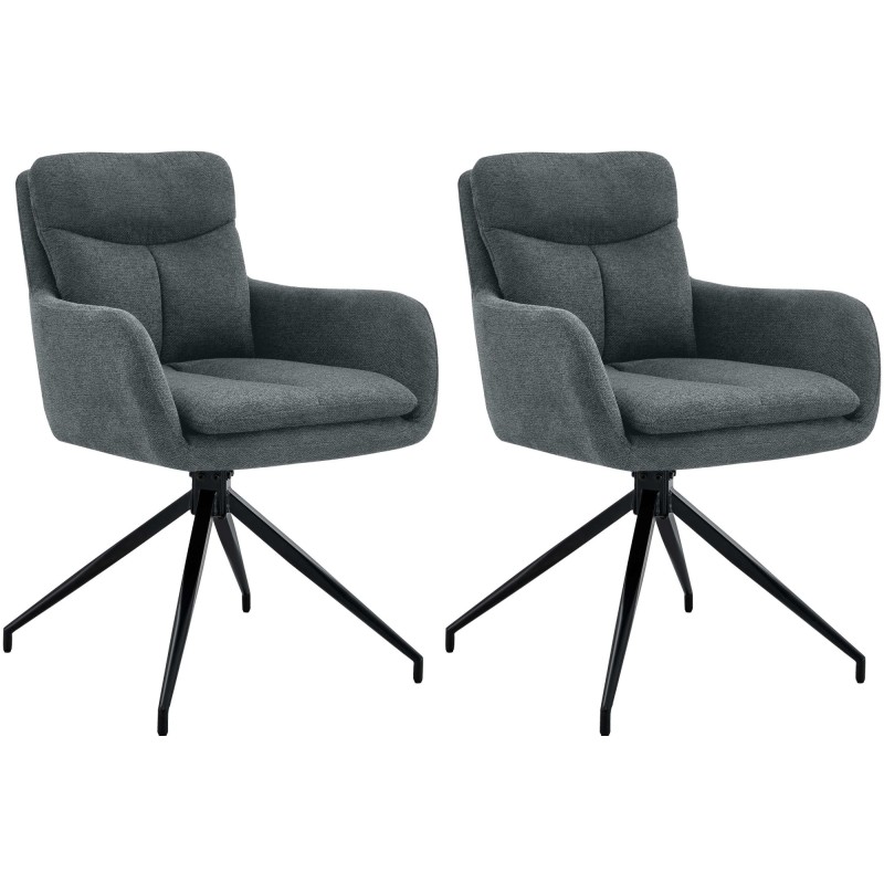 Juego de 2 sillas de comedor Somers en tela gris oscuro