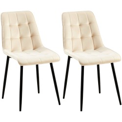 Juego de 2 sillas de comedor Gifford de terciopelo crema