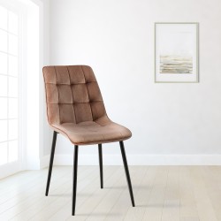 Juego de 2 sillas de comedor Gifford de terciopelo marrón