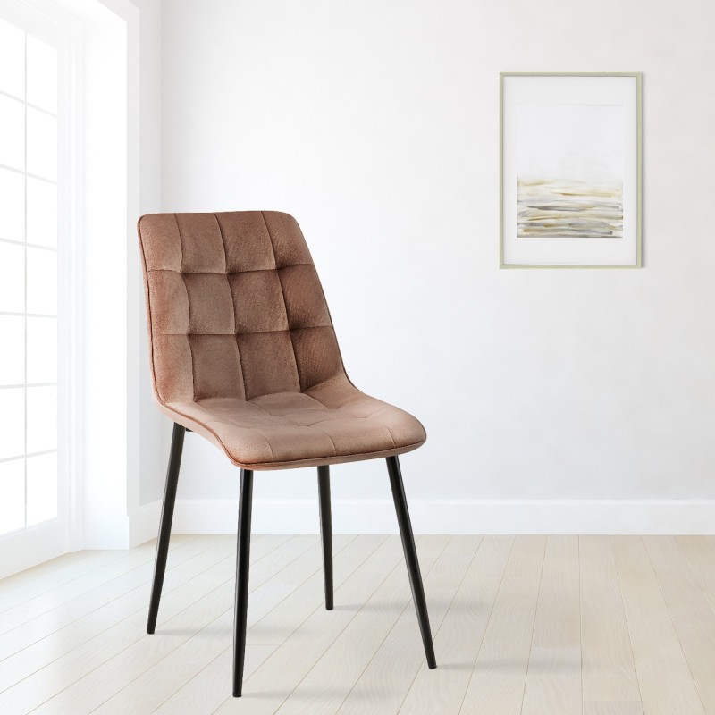 Juego de 2 sillas de comedor Gifford de terciopelo marrón