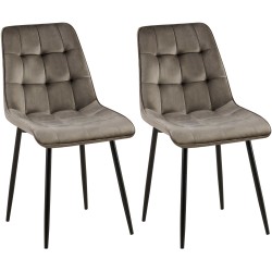 Juego de 2 sillas de comedor Gifford en terciopelo antracita