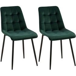 Juego de 2 sillas de comedor Gifford en terciopelo verde
