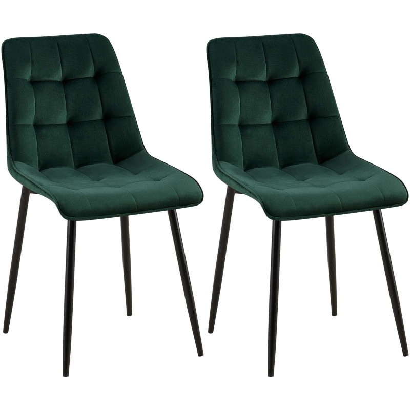 Juego de 2 sillas de comedor Gifford en terciopelo verde
