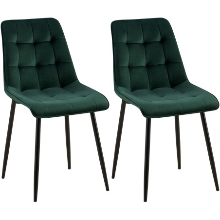 Juego de 2 sillas de comedor Gifford en terciopelo verde
