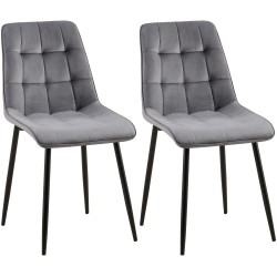 Juego de 2 sillas de comedor Gifford en terciopelo gris oscuro