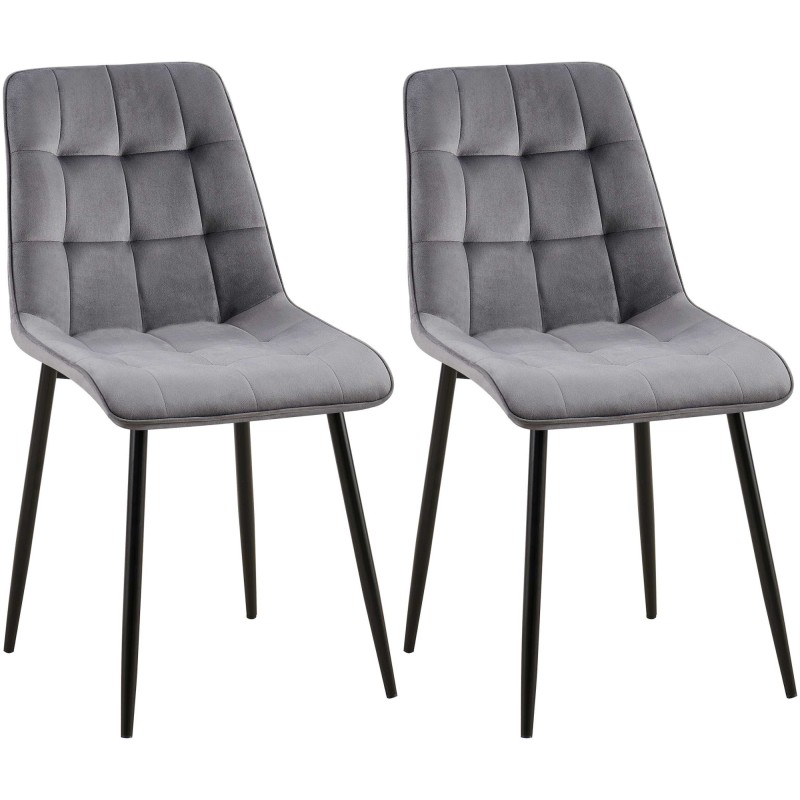 Juego de 2 sillas de comedor Gifford en terciopelo gris oscuro