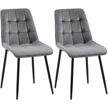 Juego de 2 sillas de comedor Gifford en terciopelo gris oscuro