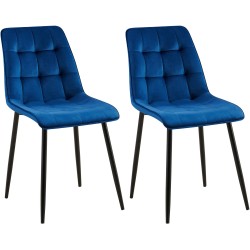 Juego de 2 sillas de comedor Gifford de terciopelo azul oscuro