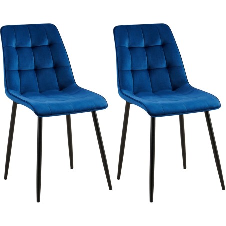 Juego de 2 sillas de comedor Gifford de terciopelo azul oscuro