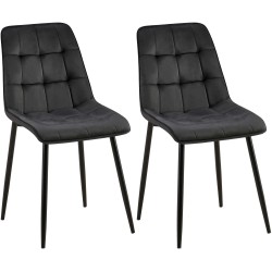 Juego de 2 sillas de comedor Gifford en terciopelo negro