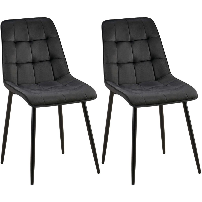 Juego de 2 sillas de comedor Gifford en terciopelo negro