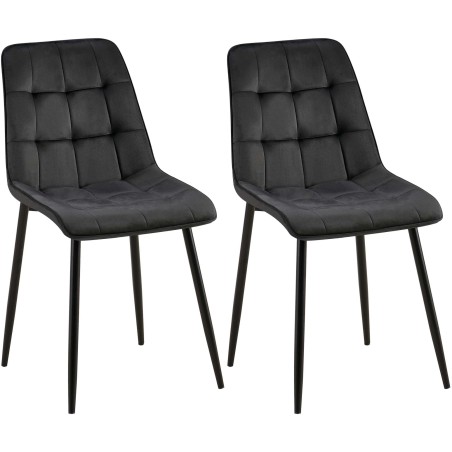 Juego de 2 sillas de comedor Gifford en terciopelo negro