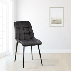 Juego de 2 sillas de comedor Gifford en terciopelo negro