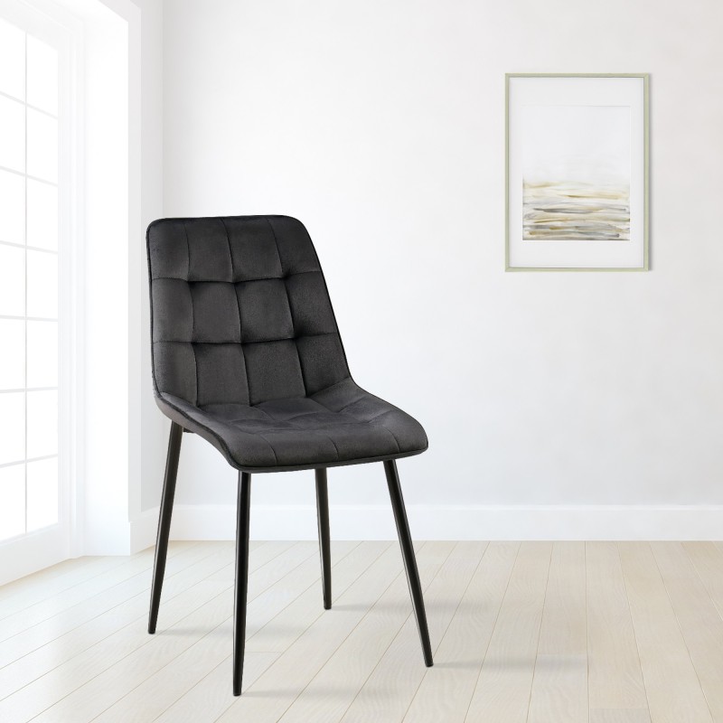 Juego de 2 sillas de comedor Gifford en terciopelo negro