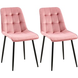 Juego de 2 sillas de comedor Gifford en terciopelo rosa