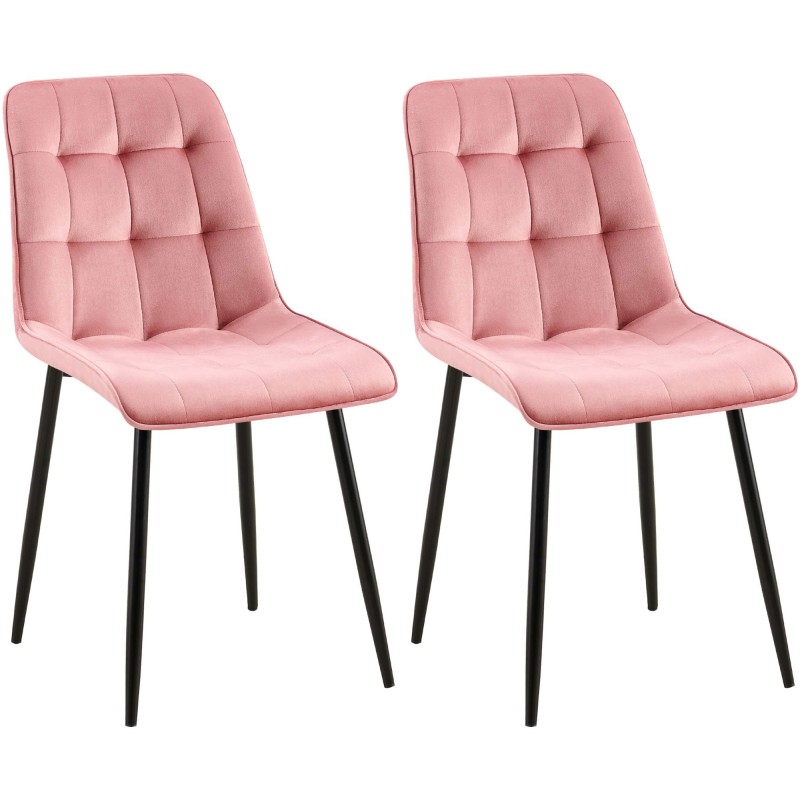 Juego de 2 sillas de comedor Gifford en terciopelo rosa