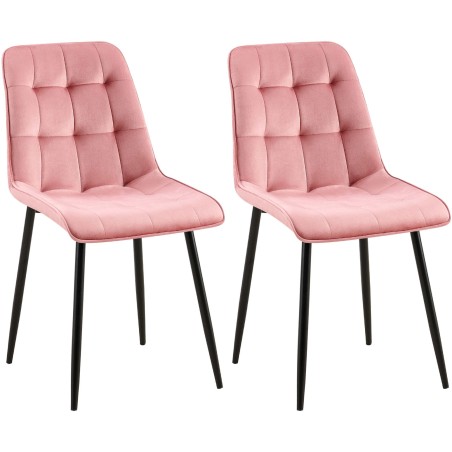 Juego de 2 sillas de comedor Gifford en terciopelo rosa