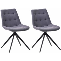 Juego de 2 sillas de comedor de tela Merna en gris oscuro