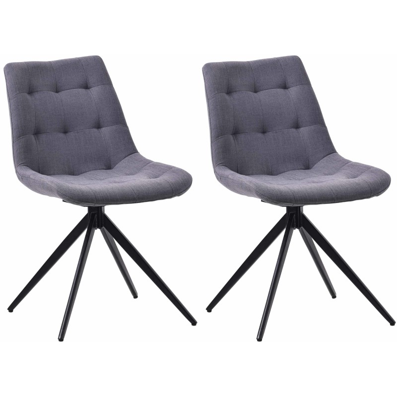 Juego de 2 sillas de comedor de tela Merna en gris oscuro