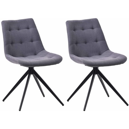 Juego de 2 sillas de comedor de tela Merna en gris oscuro