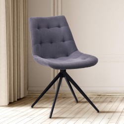 Juego de 2 sillas de comedor de tela Merna en gris oscuro