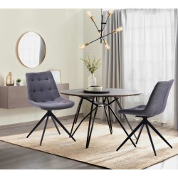 Juego de 2 sillas de comedor de tela Merna en gris oscuro
