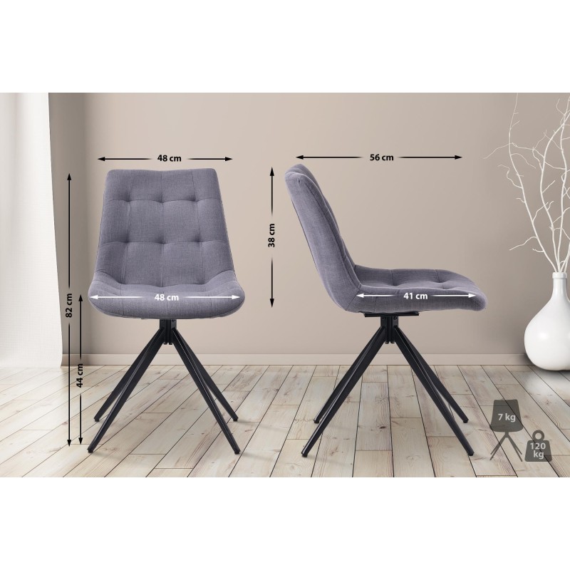 Juego de 2 sillas de comedor de tela Merna en gris oscuro