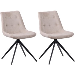 Juego de 2 sillas de comedor Merna de terciopelo crema