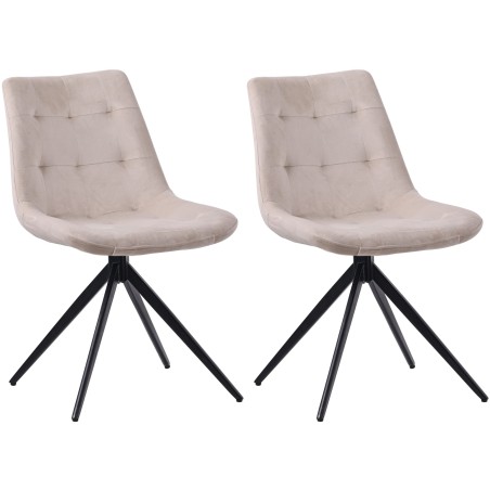 Juego de 2 sillas de comedor Merna de terciopelo crema