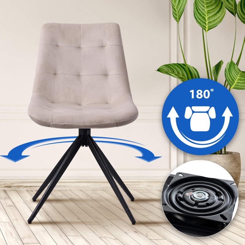 Juego de 2 sillas de comedor Merna de terciopelo crema