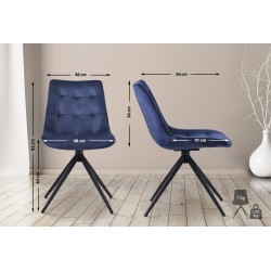 Juego de 2 sillas de comedor Merna en terciopelo azul oscuro