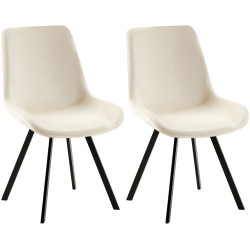 Juego de 2 sillas de comedor Lewes de terciopelo color crema