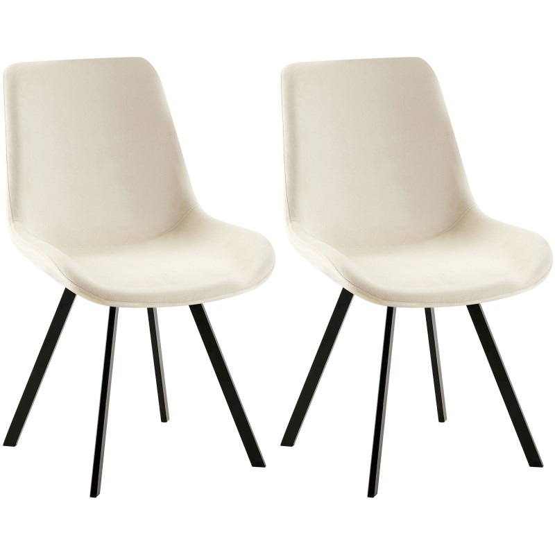 Juego de 2 sillas de comedor Lewes de terciopelo color crema