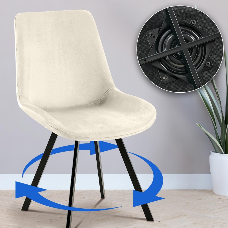Juego de 2 sillas de comedor Lewes de terciopelo color crema