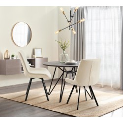 Juego de 2 sillas de comedor Lewes de terciopelo color crema