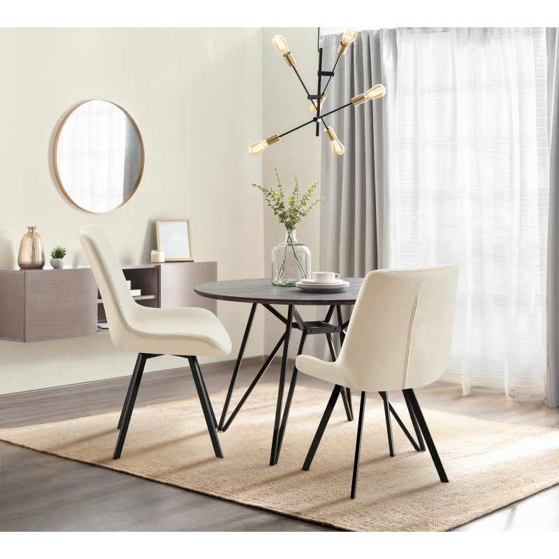 Juego de 2 sillas de comedor Lewes de terciopelo color crema